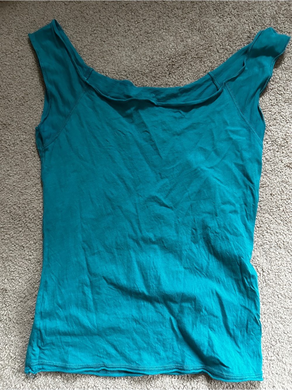 Brandy Melville Teal Off the Shoulder Boatneck Top
